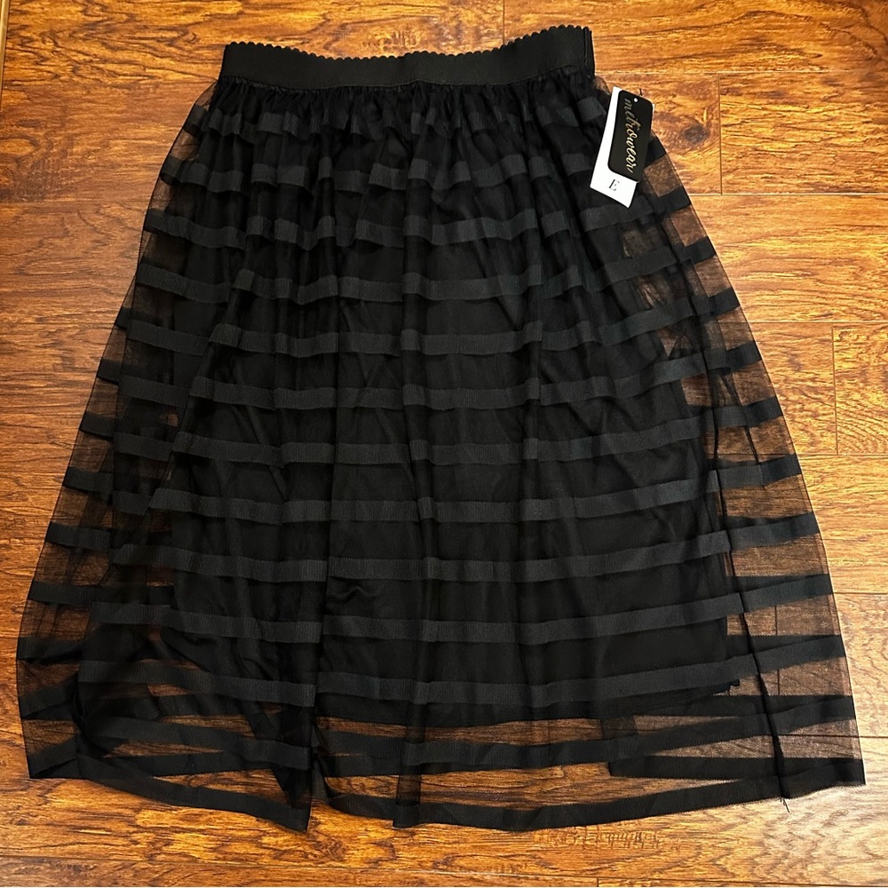 Metro Wear Black Sheer Midi Skirt, NWT